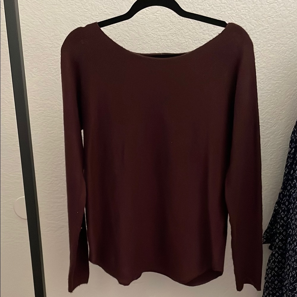 Old Navy Modern Raw Hem Dark Maroon Long Sleeve Sweater